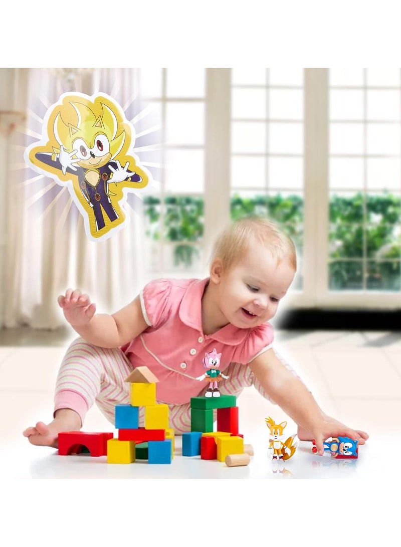 General Sonic Movable Doll Toys Cake Salute Hat 6 Pieces Kids, Birthday Decorations Party Supplies Collection Toys Set  - Image 4