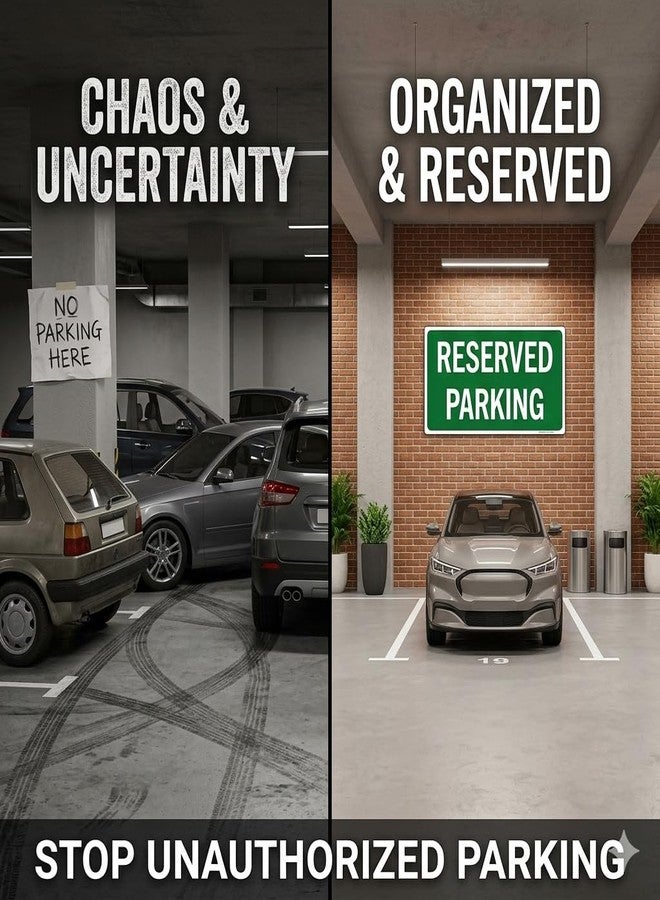 ARWY® Reserved Parking Sign Board (Pack of 2) | Waterproof & Durable Parking Only Sign for Home, Office, Society Gate | Self-Adhesive Vinyl Sticker | Size 19.5 x 10 cm - Image 5