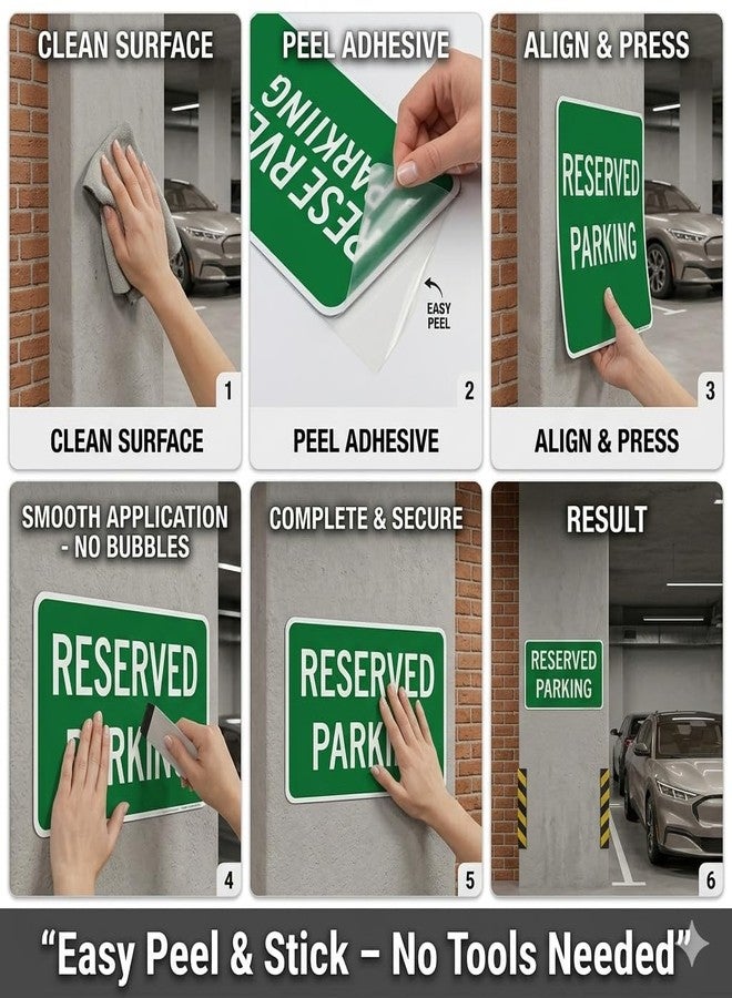 ARWY® Reserved Parking Sign Board (Pack of 2) | Waterproof & Durable Parking Only Sign for Home, Office, Society Gate | Self-Adhesive Vinyl Sticker | Size 19.5 x 10 cm - Image 3