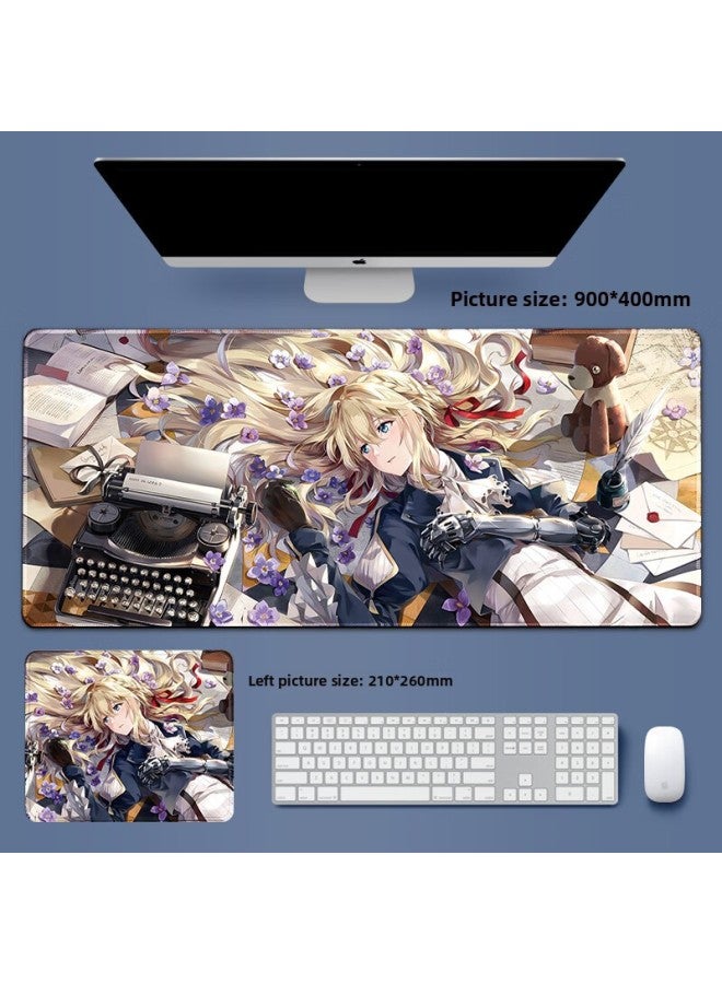 Unlocked Anime Mouse Pad Extra Large Two-Dimensional Gaming Office Keyboard Pad Long Style-Color:300x200mm Thickness 3mm-Pattern:Violet  - Image 1