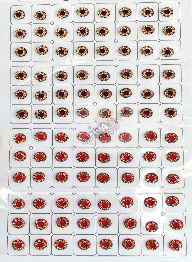 IS4A 192 India Crafts Multicolored Bindis Forehead Tika Face Jewels Multi Size Indian Daily Use Forehead Bindi Round Dot (Shine) - Image 3