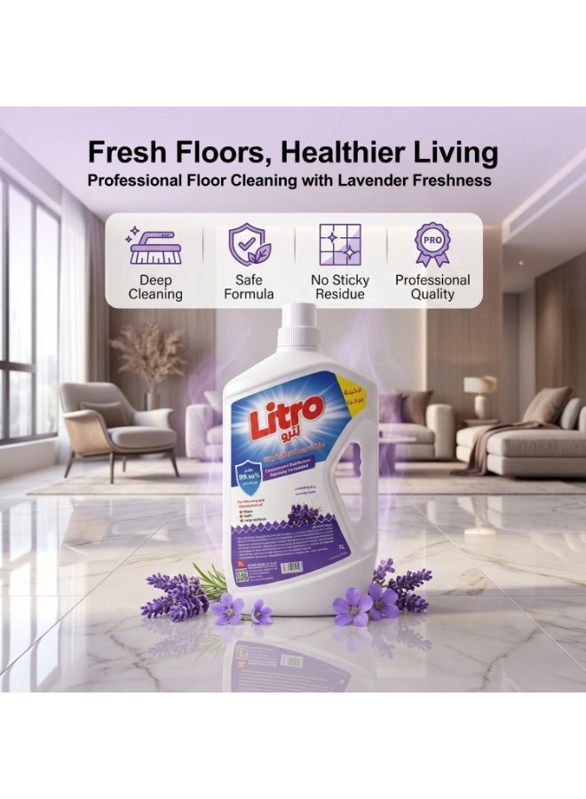 Litro Floor Cleaner & Disinfectant Lavender 4×3L – Bulk Floor Cleaner Liquid, Floor Disinfectant for Deep Cleaning, Home & Commercial Floor Cleaning Solution - Image 4