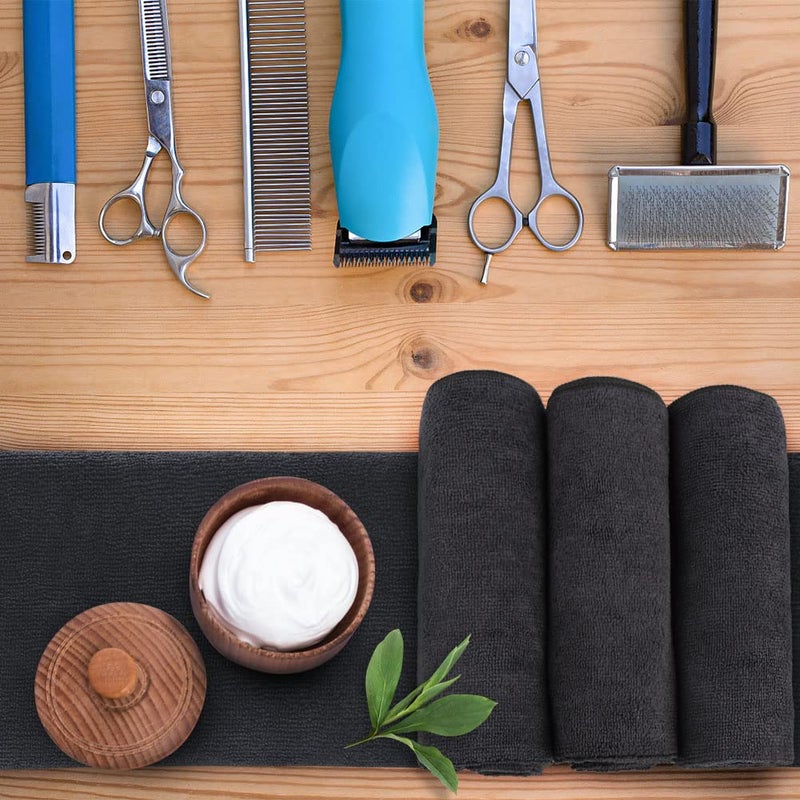 Orighty Black Salon Towel, Pack of 12(Not Bleach Proof, 16 x 27 Inches) Super Soft and Absorbent Microfiber Towels for Salon, Hand, Gym, Bath, Spa and Home Hair Care - Image 5