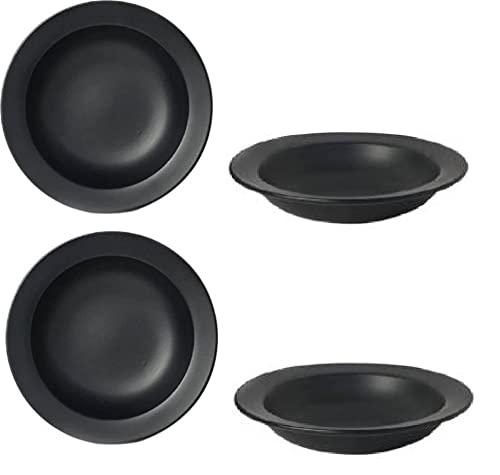 VolCraft Ceramic Hand-Made Black Matte Deep Pasta Plate | Soup Plate | Snack Plate | Maggie Plate | Noodles Plate | Curry Plate | Size 7 inch | Microwave Safe, Oven Safe |Set of 4 Plates - Image 1