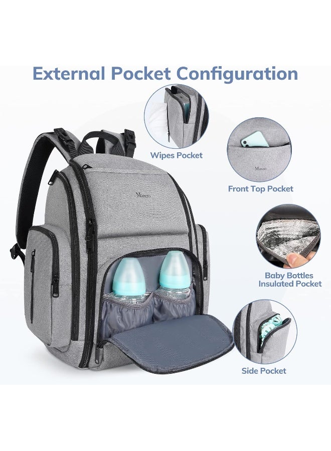 Mancro Diaper Bag Backpack, Large Multifunction Waterproof Travel Backpacks for Mom/Dad - Image 4