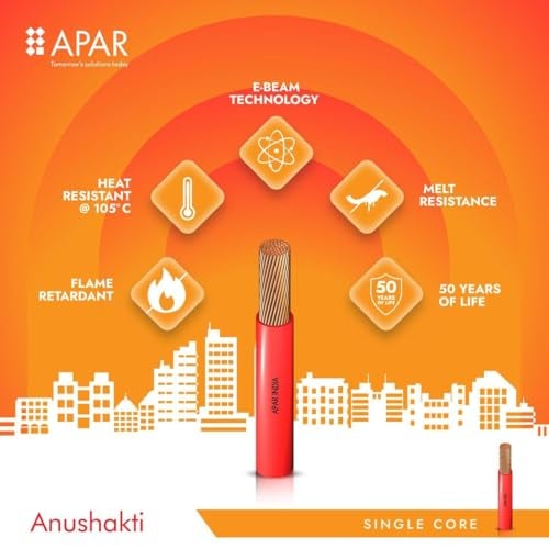 APAR ANUSHAKTHI 1.0Sq mm 45m HEAT RESISTANT(@ 105*C) FLAME RETARDANT PVC Powered by E-BEEM TECHNOLOGY Single Core CLASS 5 COPPER Conductor Wire for Domestic & Industrial Electrical Wiring (BLUE) - Image 2