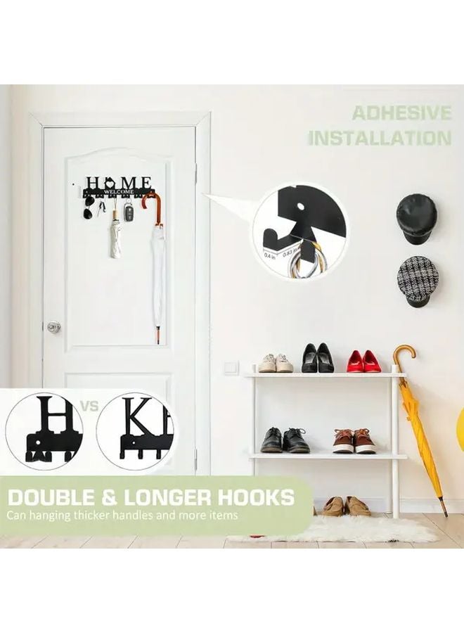 Black Metal Key Hanger Wall Mount with 6 Double Key Hooks Adhesive Holder for Entryway - Image 3