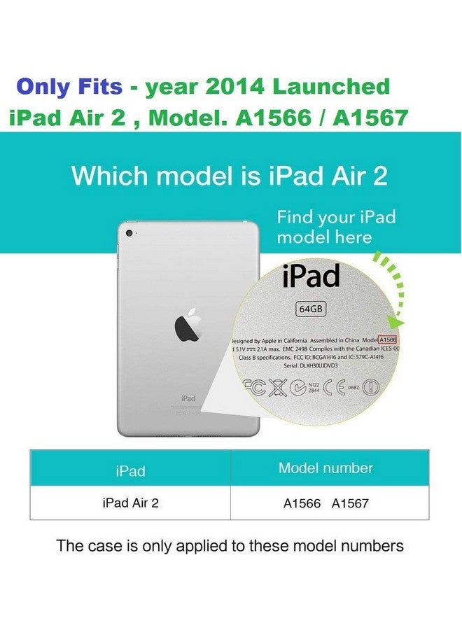 موكا جراب MOCA الذكي [غطاء خلفي شفاف] لجهاز iPad Air 2 (تم إطلاقه في عام 2014) A1566 A1567 غطاء قابل للطي لجهاز iPad (مربعات ملونة) - Image 2
