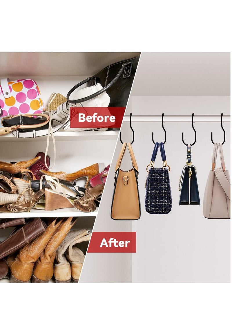 NIBEMINENT "Purse Hanger Purse Organizer Hooks for Closet,S Twist Design Bag ,Closet Rod Hanging Bags, Purses, Handbags, Belts, Scarves, Hats,Clothes, Pans and Pots (8 Pack Black) "  - Image 2
