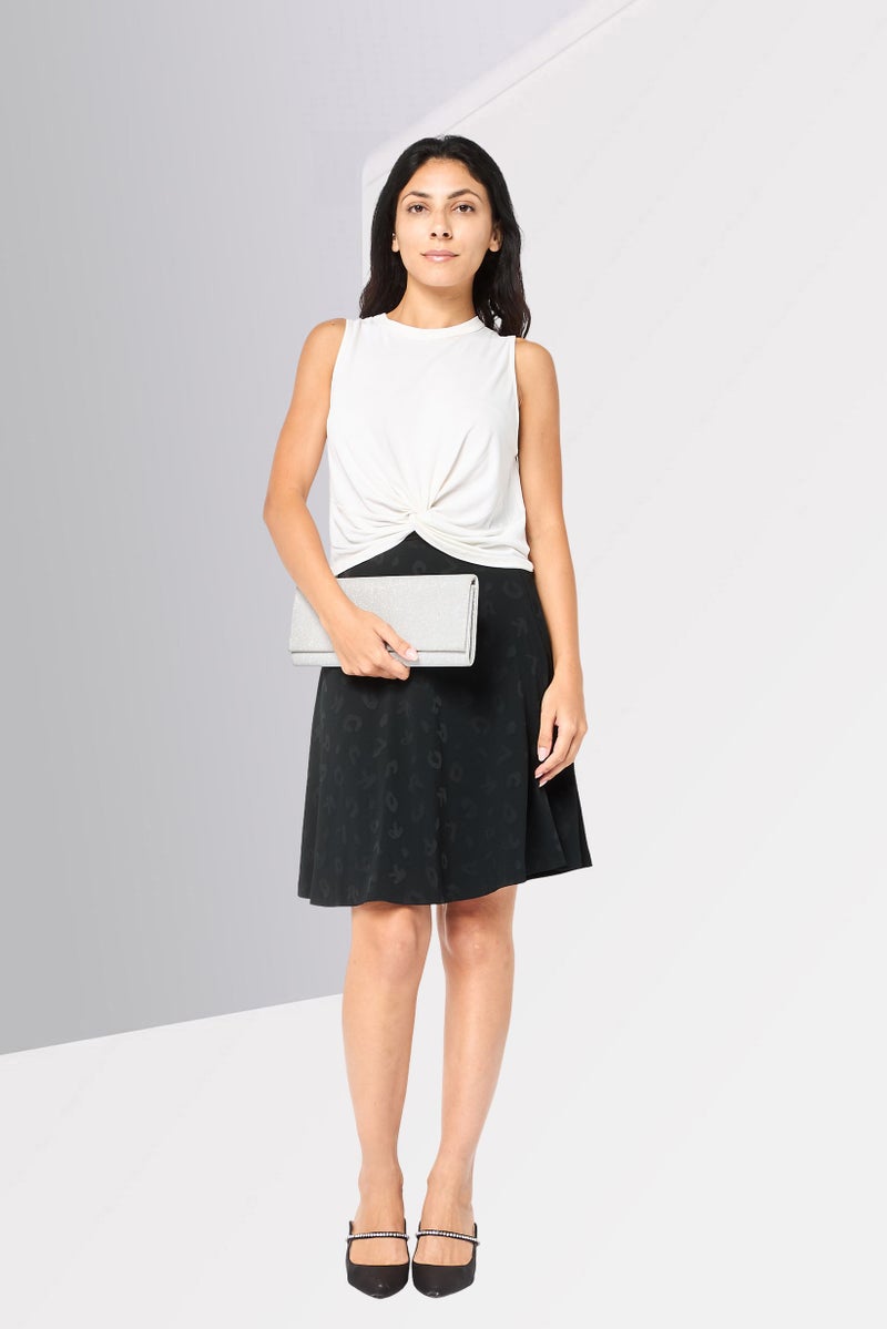 Karl Lagerfeld Women Allover Print A Line Skirt, Black - Image 2