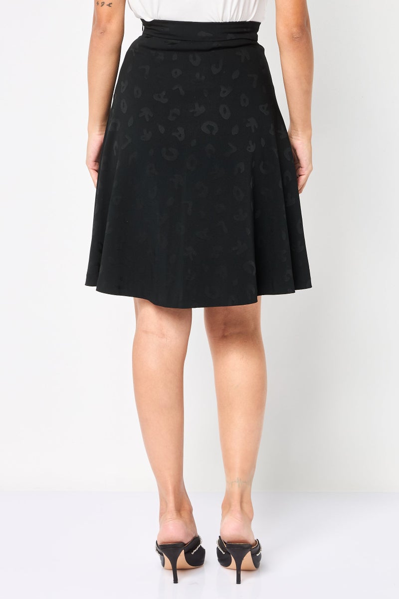 Karl Lagerfeld Women Allover Print A Line Skirt, Black - Image 4