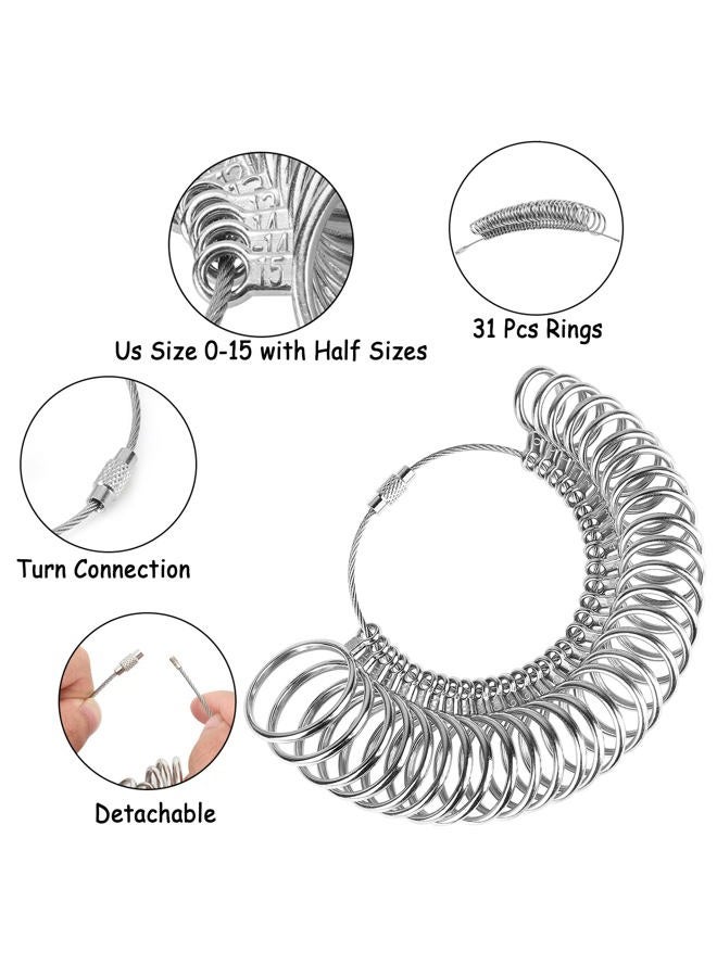 accmor Ring Sizer Measuring Tool Including Ring Mandrel, Ring Gauge Finger Sizer & Rubber Jewelry Hammer, Metal Ring Measurement Maker Kit Ring Sizing Stick for Man Women Jewelry Making - Image 3