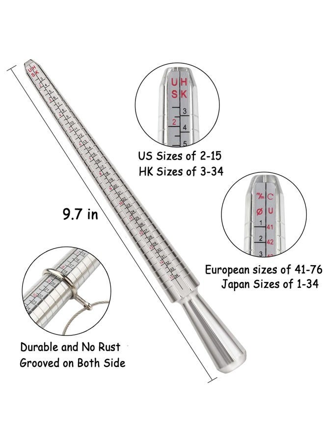 accmor Ring Sizer Measuring Tool Including Ring Mandrel, Ring Gauge Finger Sizer & Rubber Jewelry Hammer, Metal Ring Measurement Maker Kit Ring Sizing Stick for Man Women Jewelry Making - Image 2