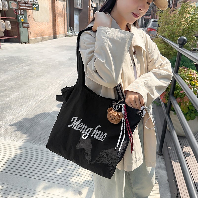 Casual And Relaxed Style College Student Tote Bag For Women Commuter Lightweight Handheld Large Capacity Shoulder Bag - Image 3