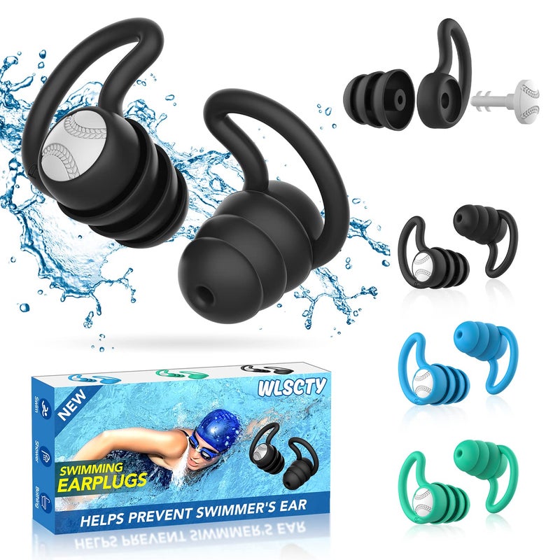 Swimming Ear Plugs Waterproof Earplugs 3 Pairs Silicone Swim Ear Plugs for Adult Kids Water Sports Earplugs for Showering Bathing Surfing Keep Ear Water Out