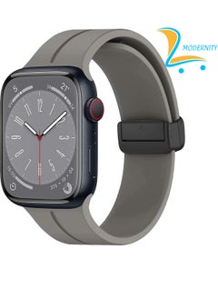 Modernity MODERNITY Stone Gray Magnetic Folding Buckle Strap for Apple Watch - Band 41mm 40mm 38mm - Solo loop Bracelet Silicone Band Compatible for iWatch Series 9, 8, 7, 5, SE6, 3 - For Men & Women!  - Image 1