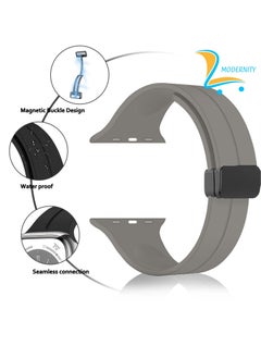 Modernity MODERNITY Stone Gray Magnetic Folding Buckle Strap for Apple Watch - Band 41mm 40mm 38mm - Solo loop Bracelet Silicone Band Compatible for iWatch Series 9, 8, 7, 5, SE6, 3 - For Men & Women!  - Image 3