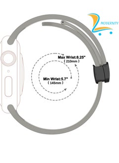 Modernity MODERNITY Stone Gray Magnetic Folding Buckle Strap for Apple Watch - Band 41mm 40mm 38mm - Solo loop Bracelet Silicone Band Compatible for iWatch Series 9, 8, 7, 5, SE6, 3 - For Men & Women!  - Image 2
