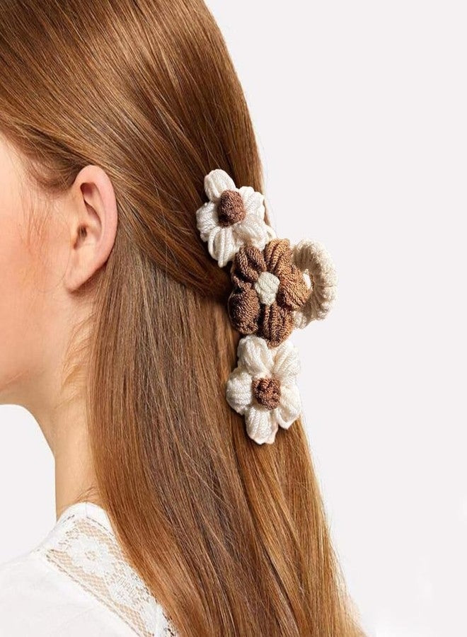 مشبك شعر على شكل زهرة محبوكة، مشابك شعر كروشيه، إكسسوار شعر أنيق من الكروشيه للنساء والفتيات، مشبك شعر مخملي، دبابيس شعر قوية لتثبيت نصف الكعكة - Image 3