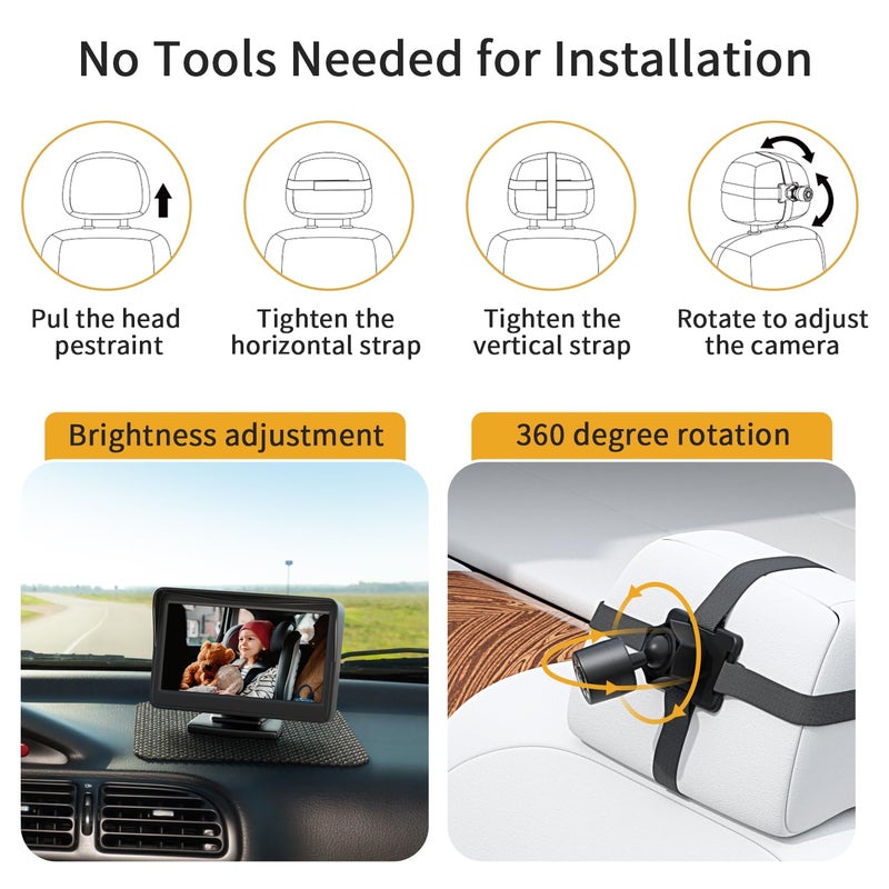 Itomoro Baby Car Mirror, View Infant in Rear Facing Seat with Wide Crystal Clear View,Camera Aimed at Baby-Easily to Observe The Baby's Every Move - Image 5