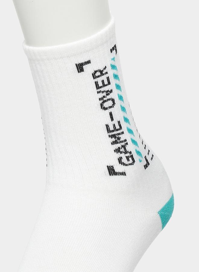 Styli Slogan Detail Crew Socks  - Image 2