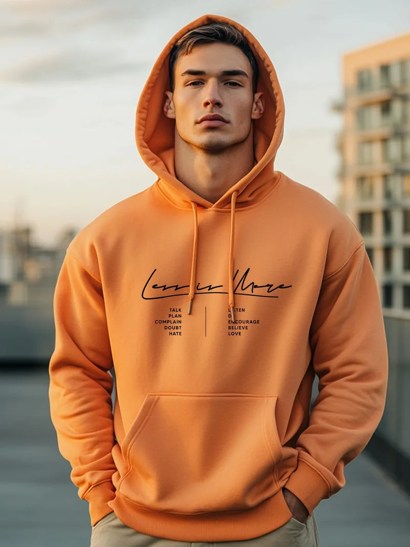 نوبيرو NOBERO Orange Hooded Sweatshirt for Men