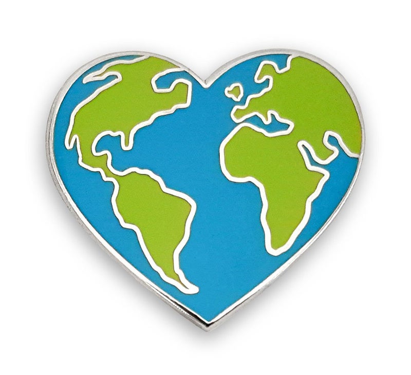 Pinsanity Earth Heart Enamel Lapel Pin - Image 1