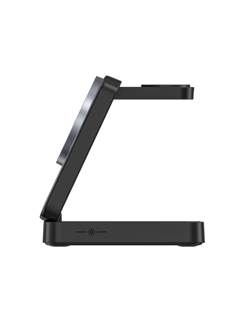 General - New foldable magnetic three-in-one wireless charger 15W fast charging multi-function mobile phone holder wireless charger - Image 1