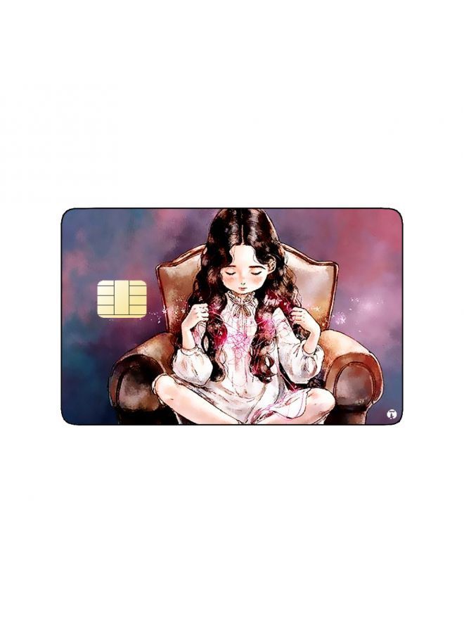 RKN PRINTED BANK CARD STICKER Cute Girl Drawing With Wool Strings - Image 2
