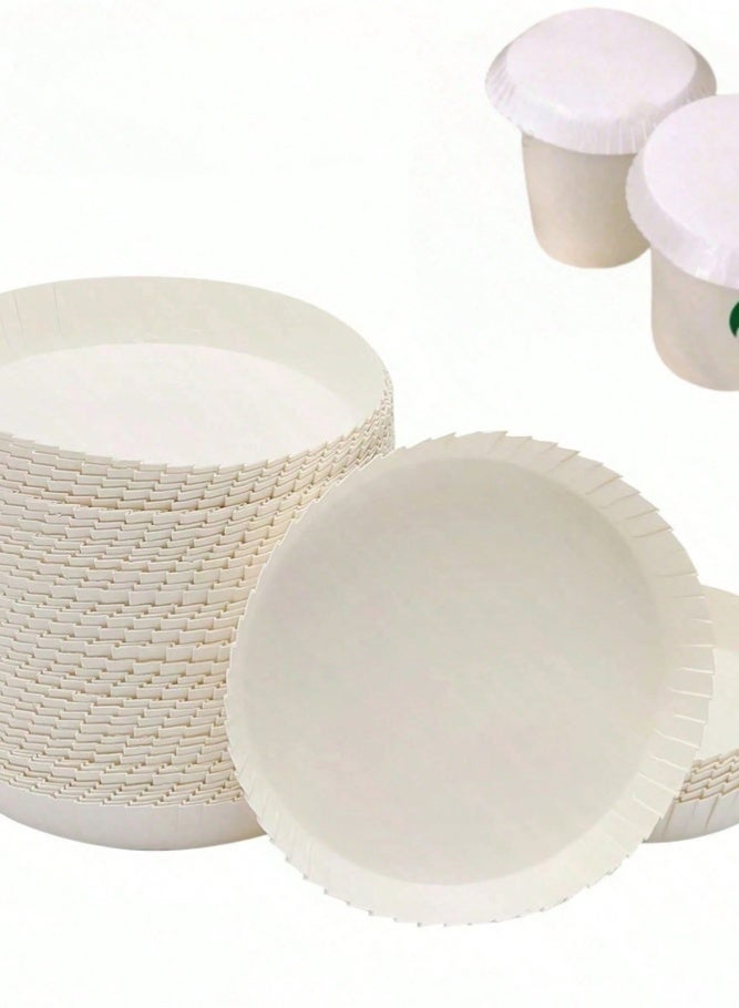 ميدي 100 غطاء كوب ورقي، أغطية أكواب المشروبات الساخنة، أغطية المشروبات للمقاهي والفنادق والنوادي الليلية والبارات ومحلات القهوة، أوعية زجاجية، قطر 2.76 حط  بوصة، أبيض - Image 2