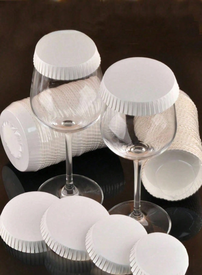 ميدي 100 غطاء كوب ورقي، أغطية أكواب المشروبات الساخنة، أغطية المشروبات للمقاهي والفنادق والنوادي الليلية والبارات ومحلات القهوة، أوعية زجاجية، قطر 2.76 حط  بوصة، أبيض - Image 1