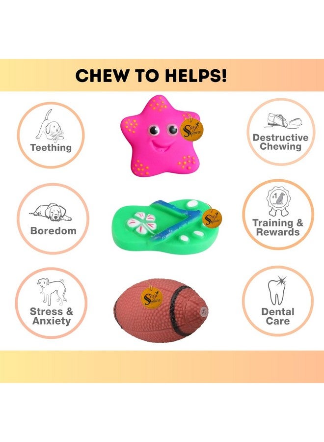 Sage Square Premium Squeaky Toy Combo For Dogs - Durable, Chewable, Rubber Toys, Multiple Fun Shapes & Colors For Interactive Play, Teething Relief, Keeps Entertained, Happy (Combo No. 8) - Image 3