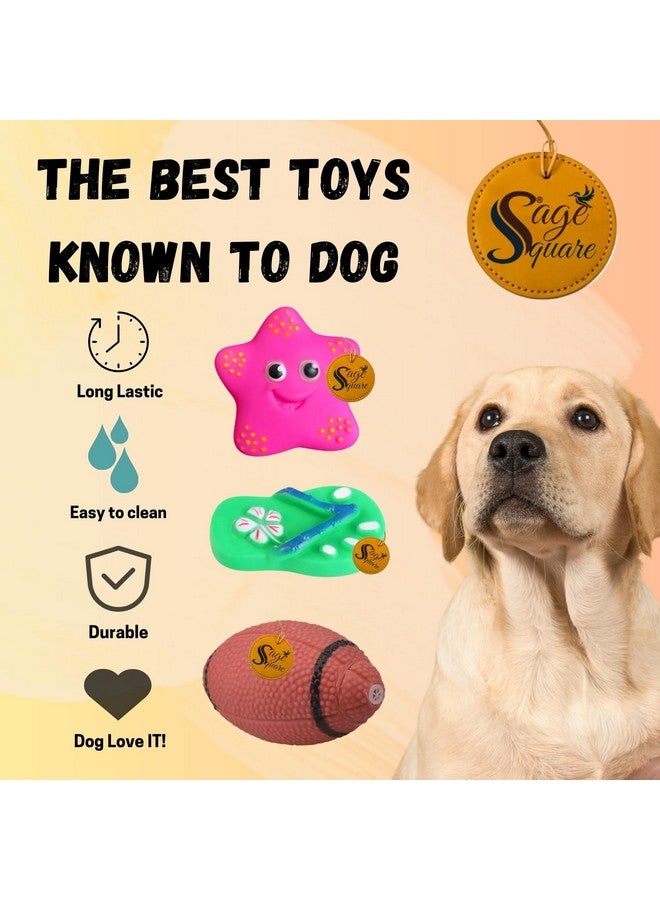 Sage Square Premium Squeaky Toy Combo For Dogs - Durable, Chewable, Rubber Toys, Multiple Fun Shapes & Colors For Interactive Play, Teething Relief, Keeps Entertained, Happy (Combo No. 8) - Image 5