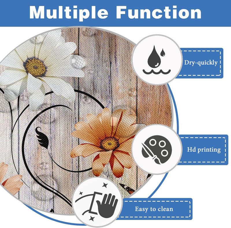 AAtter ATTERT Orange Flor Floral Surtain Rustic Flower White Daisy Country Butterfly Vincotta Bright Polyester Home Home Decord Decort -Pathub مع 12 Hooks 60x72 Cottagecore - Image 2