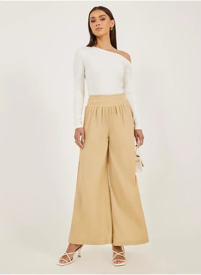 ستايلي Styli Crinkled Pleated Cropped Wide Leg Pants
