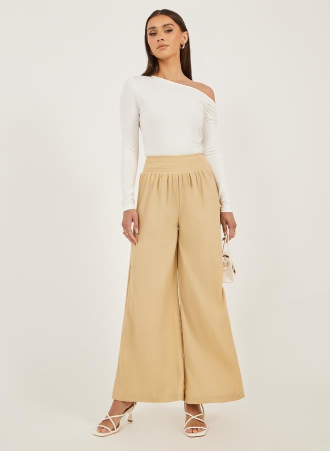 Styli Styli Crinkled Pleated Cropped Wide Leg Pants  - Image 1