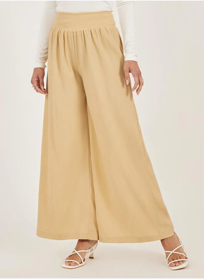 ستايلي Styli Crinkled Pleated Cropped Wide Leg Pants