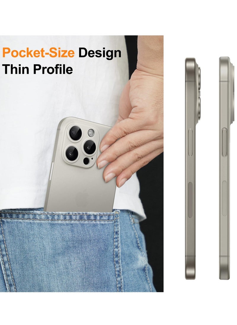 Ultra Slim 0.35mm Thin Case For Iphone 15 Pro 6.1 Inch Camera Lens Cover Full Protection Lightweight Matte Finish Pp Hard Minimalist Case Support Wireless Charging Natural Titanium