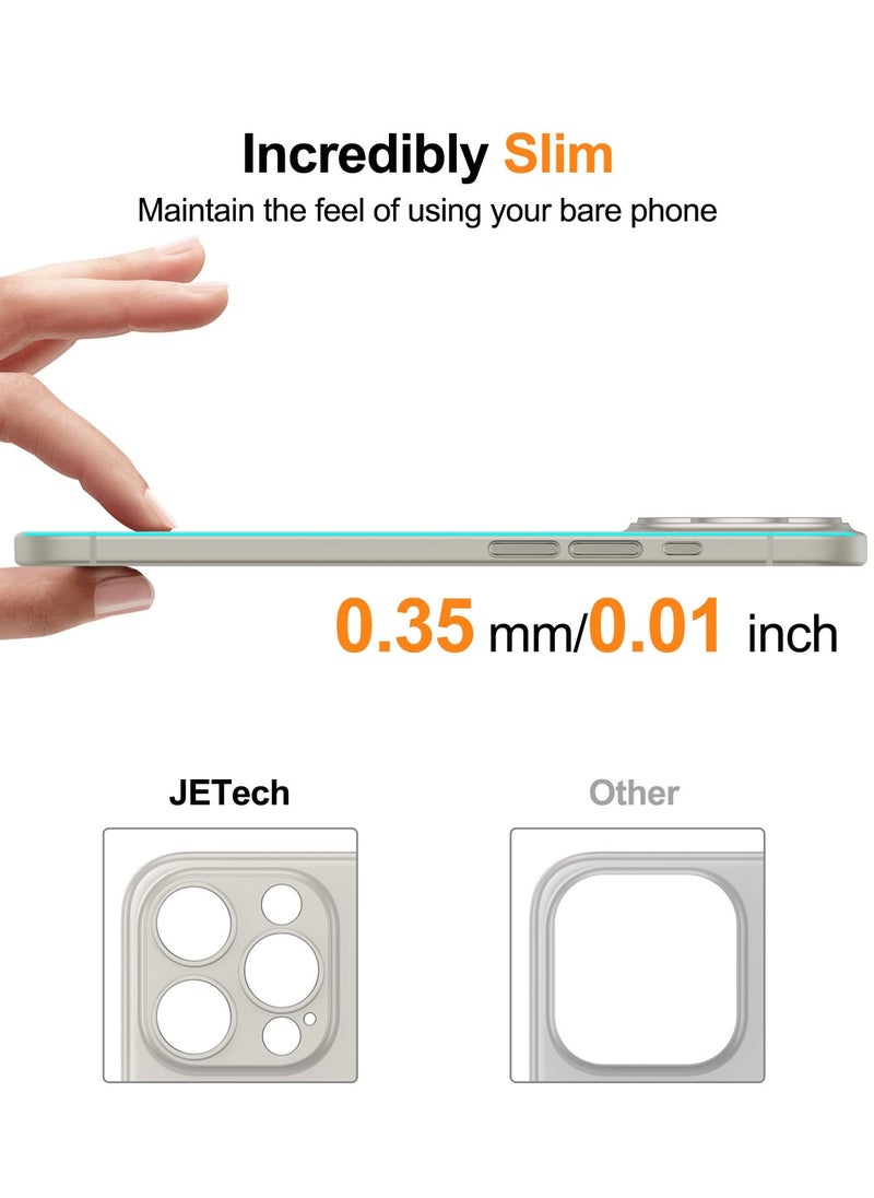 Ultra Slim 0.35mm Thin Case For Iphone 15 Pro 6.1 Inch Camera Lens Cover Full Protection Lightweight Matte Finish Pp Hard Minimalist Case Support Wireless Charging Natural Titanium