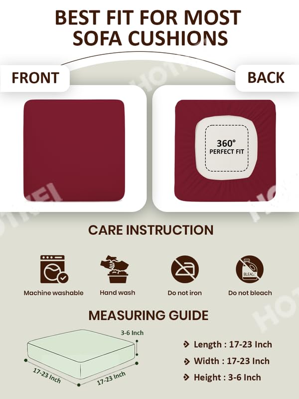 HOTKEI Maroon (Pack of 2) 200 GSM Fabric Wooden Sofa Seat Cover Elastic Stretchable Cushion Seat Slip Cover Protector for Wooden Sofa Set 1 Seater Antislip Full Covers for Living Room - Image 4
