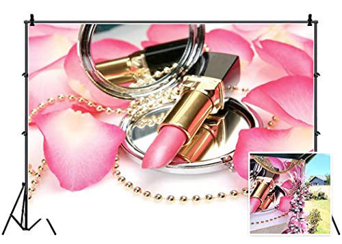 Leyiyi 5x3ft Photography Backdrop Fashion Make Up Blog Broadcaster Background Petal Lipstick Mirror Handbag Necklace Girls Room Interior Decor Birthday Banquet Photo Portrait Vinyl Video Studio Prop - Image 2
