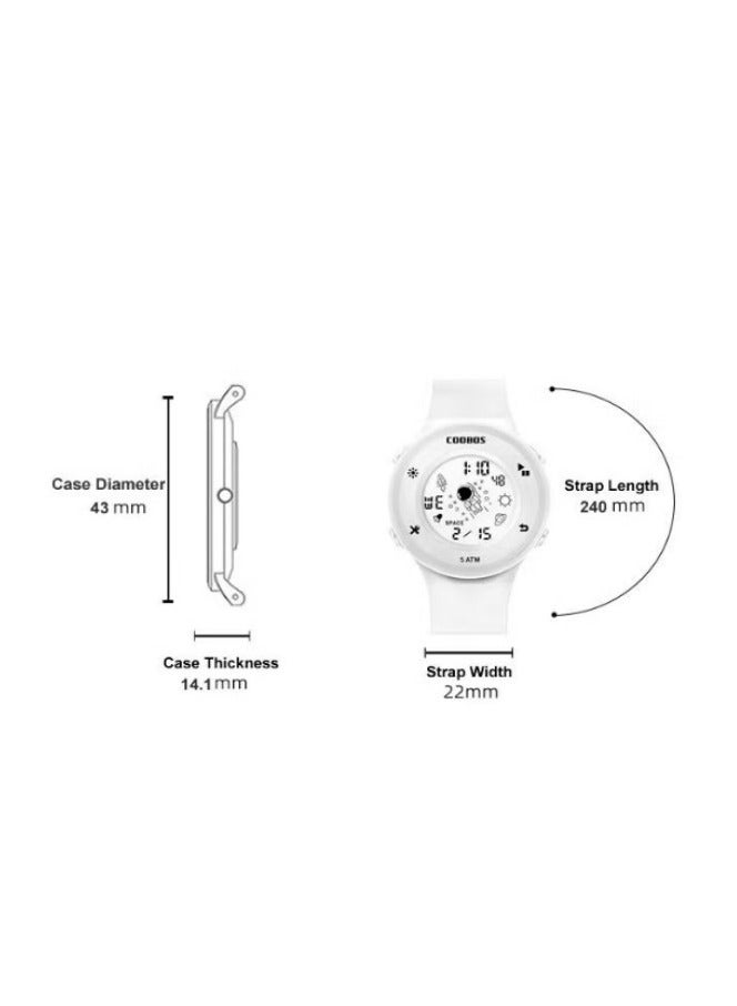 Coobos Kids Water Resistant Rubber Digital Watch Black/White  - Image 3