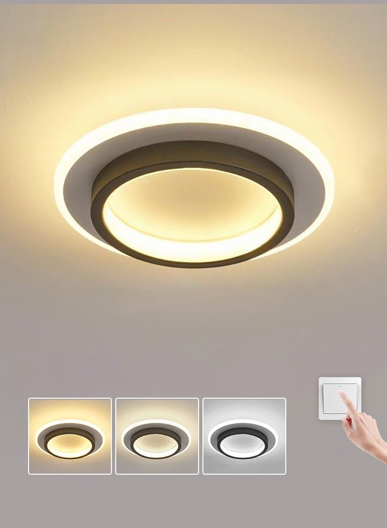 1pc 9inch Modern LED Ceiling Light, 21W 3000K Round Flush Mount Hallway Light, for Kitchen Hallway Corridor Balcony, Black and White - Image 1