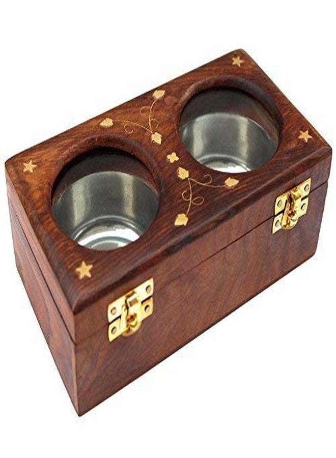 Giftoshopee Wooden Dry Fruit/Sweets/Spices Box (Brown)