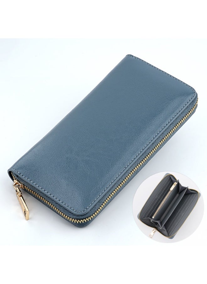 Mark Fairwhale Oil Wax Cowhide Leather Long Zipper Wallet 