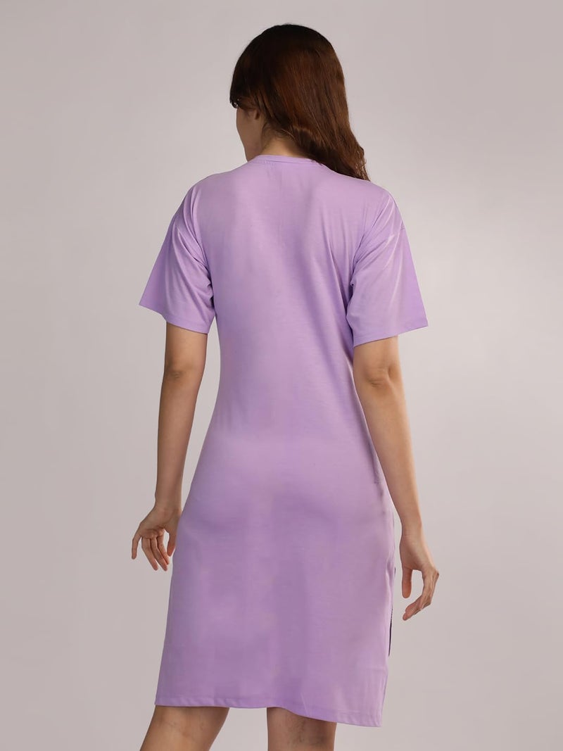 Duchess Cotton Half Sleeve Oversized T-Shirts for Women| Nighty - Loose Fit Tee with Pocket - Image 3