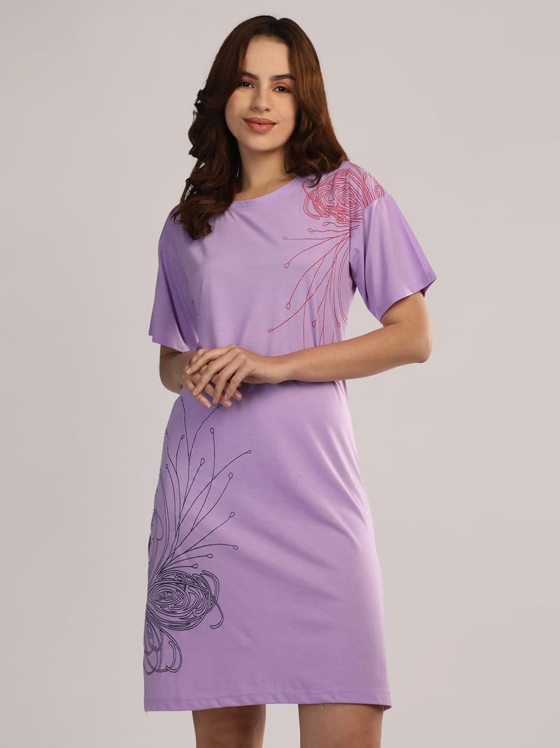 Duchess Cotton Half Sleeve Oversized T-Shirts for Women| Nighty - Loose Fit Tee with Pocket - Image 4