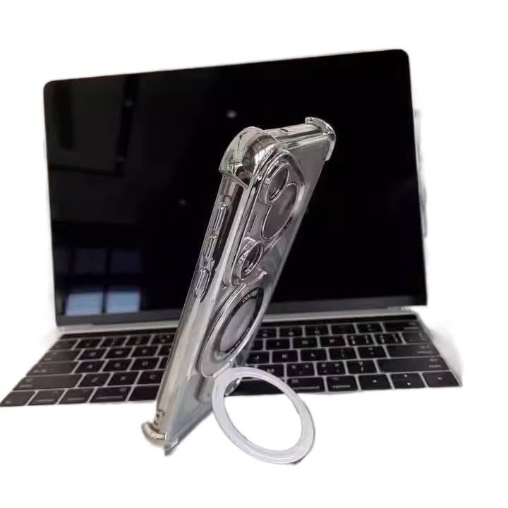 MS غطاء MagSafe بTPU لـ Redmi Note 13 Pro مع حماية من السقوط وحامل قائم مع مقاوم للصدمات مع مغناطيس قوي مع حماية عدسة باللون أزرق مغناطيسي بوظيفة حامل من مادة TPU باللون الأزرق باللو. - Image 2