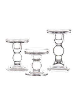 Clear Glass Candle Holder Set of 3,Elegant Pillar Taper & Tealight Candlesticks Set for Dinner Table Wedding Party Home Decor - pzsku/Z22C4F9BEA3854B5B54BBZ/45/_/1734357882/9342eb2c-387d-4c69-a4f4-64a1b4ff4748