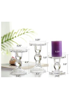 Clear Glass Candle Holder Set of 3,Elegant Pillar Taper & Tealight Candlesticks Set for Dinner Table Wedding Party Home Decor - pzsku/Z22C4F9BEA3854B5B54BBZ/45/_/1734357935/9c795c2c-27d9-4c0b-aa33-5cb0d23f76cb